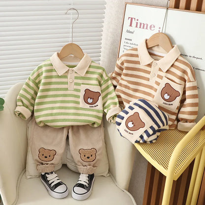 New Autumn Baby Clothes Set Children Boys Striped T-Shirt Pants 2Pcs/Sets Infant Girls Clothing Toddler Costume Kids Tracksuits