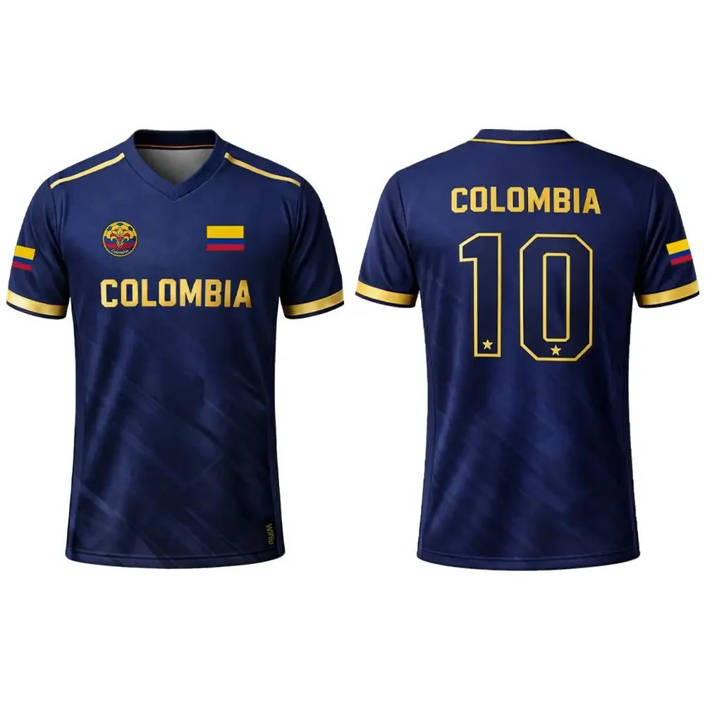 Colombia Flag 3D Printed Jersey Summer Outdoor Sports Breathable Short-sleeved Football Training Top Unisex Casual V-neck Tee