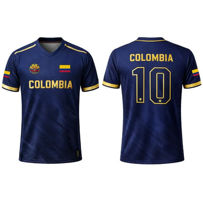 Colombia Flag 3D Printed Jersey Summer Outdoor Sports Breathable Short-sleeved Football Training Top Unisex Casual V-neck Tee