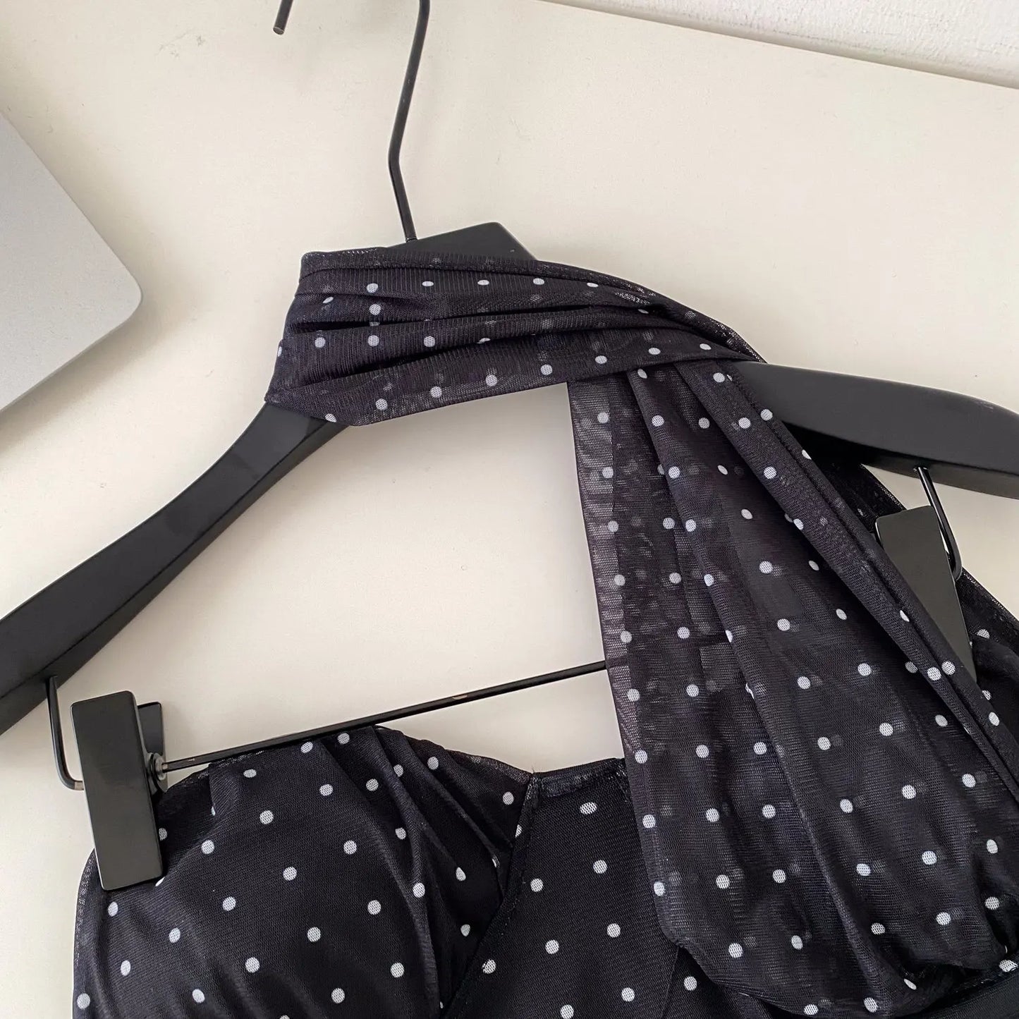 Polka Dot Holiday Top Women Strapless Backless Ribbons Sheer Spicy Girl Camisole 2026 Summer Mesh Hotsweet Sexy Camis
