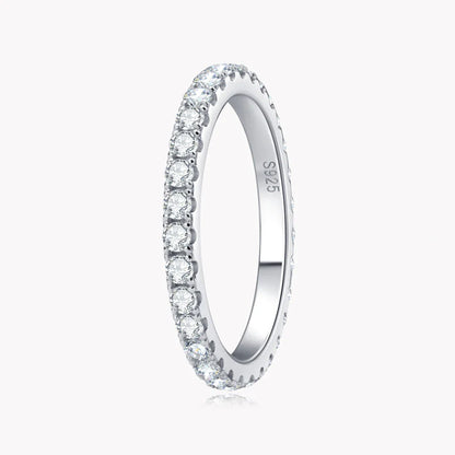 2mm D Color Moissanite Ring 925 Sterling Sliver Solid 18k White Gold Eternity Band Wedding Engagement Rings For Women