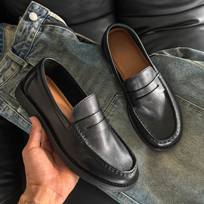 Handmade Mens Leather Loafers Non Slip Slip on Walking Flats Breathable Outdoor Casual Shoes for Man Work Office Driving Shoes