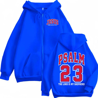 Christian Bible Verse Jesus Zipper Hoodie High Street Fashion Trend Zip Up Pullovers Men Women Casual Loose Hooded Sweatshirts