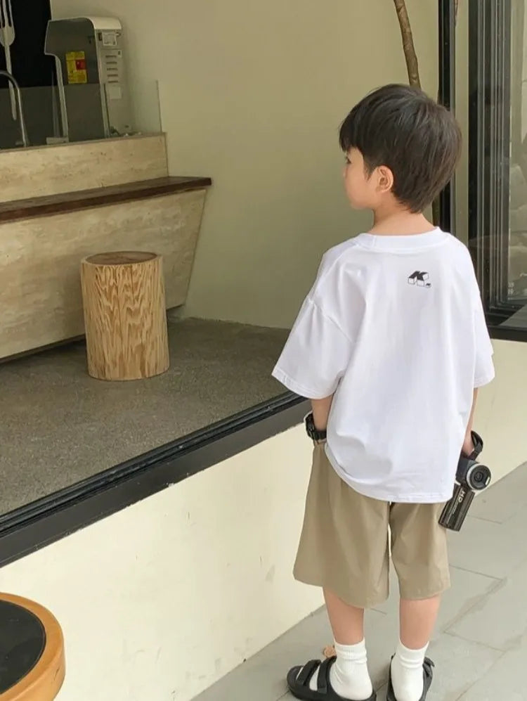 2026 New Boys' Summer 100% Cotton T-Shirt Loose Fit Short Sleeve Baby Top for Kids Stylish Trendy Kids' Clothing