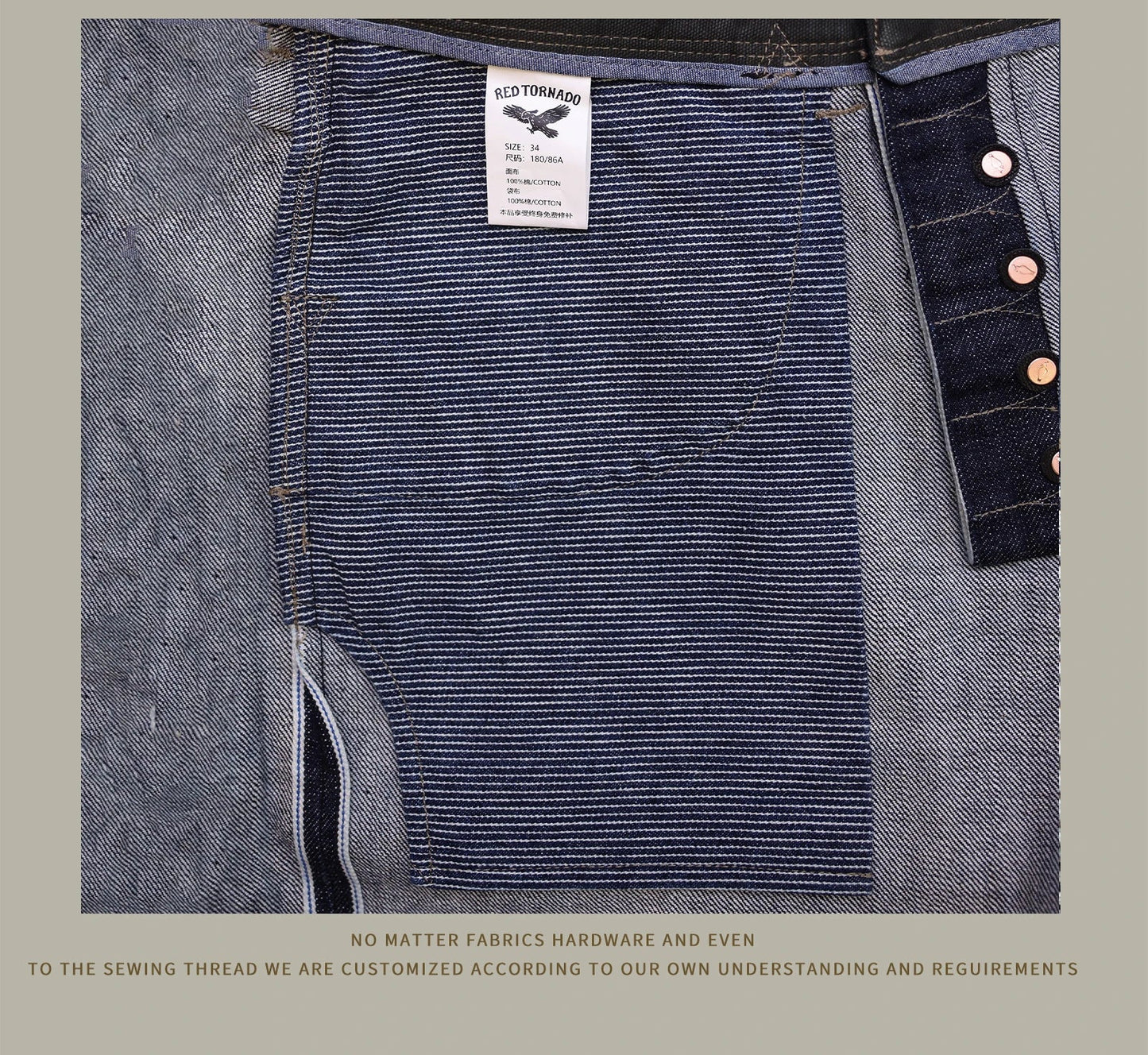 Red Tornado NOIR 18oz Indigo Selvedge Denim Jeans One-wash with Cinch-Back and Arcuate Stitching