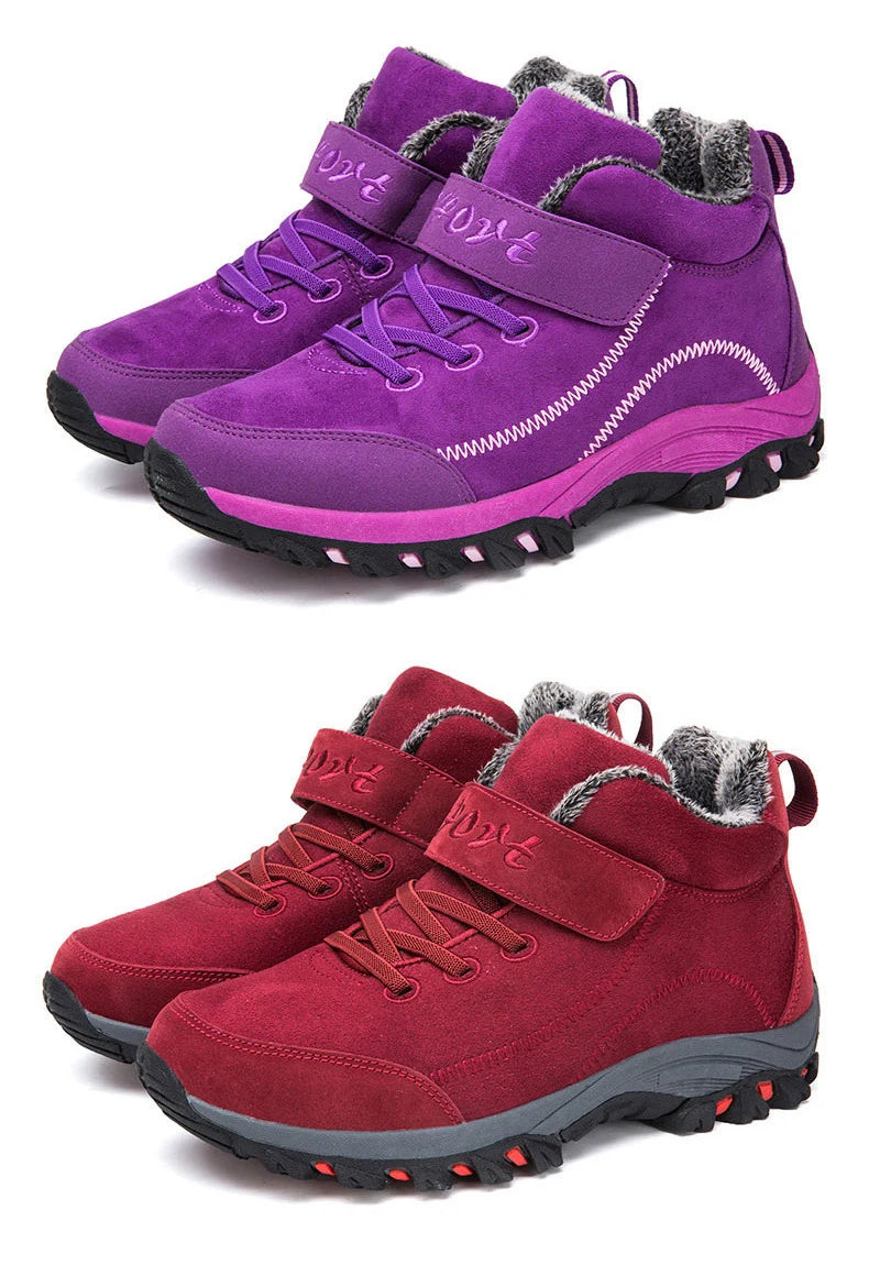 Waterproof Winter Men Boots Cow Suede Warm Snow Women Boots Men Work Casual Shoes High Top High-top Non-slip Ankle Boots