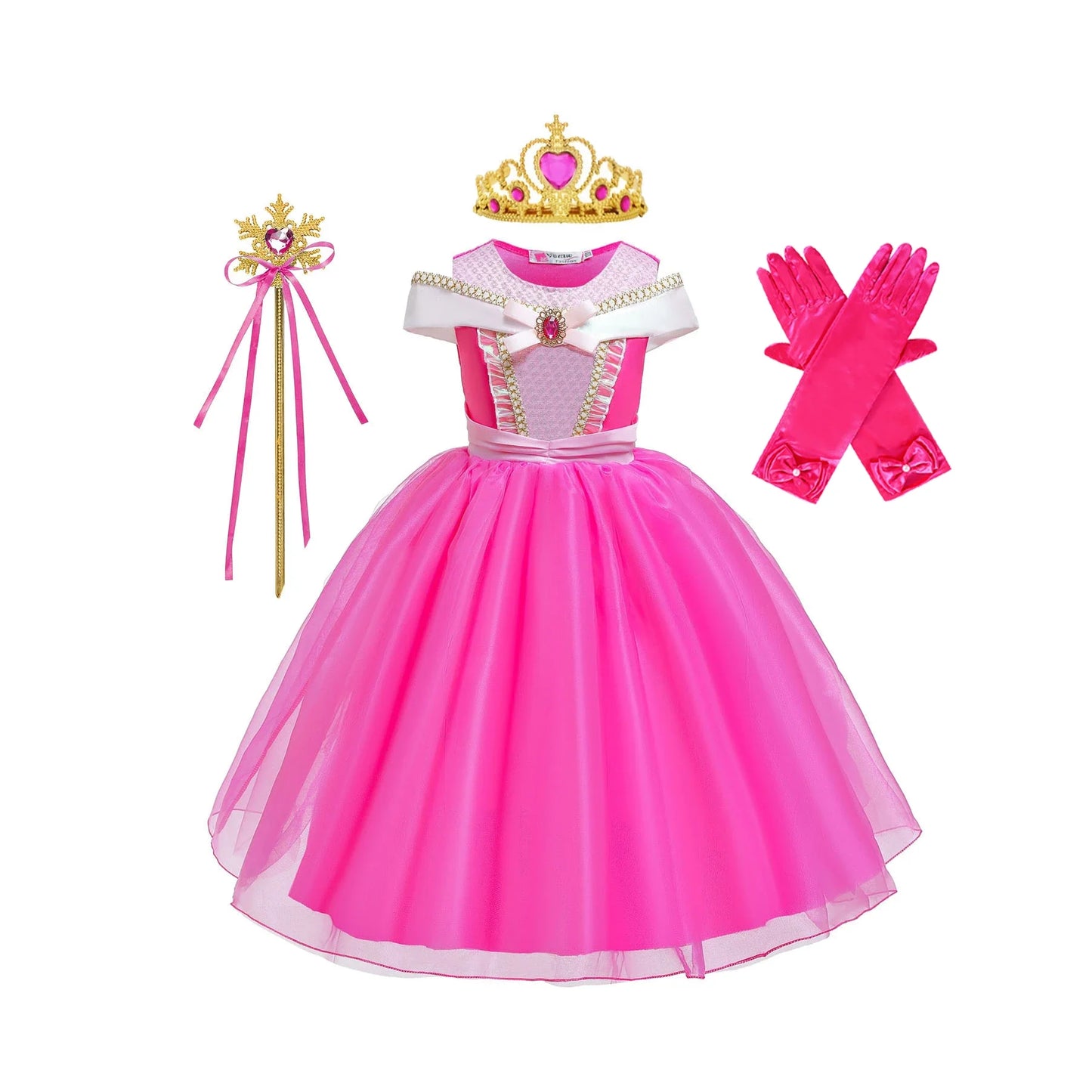 Girl Pink Dress Aurora Kids Cosplay Costume Princess Deluxe Outfit Children Birthday Party Elegant Ball Gown Fairy Disguise Sets
