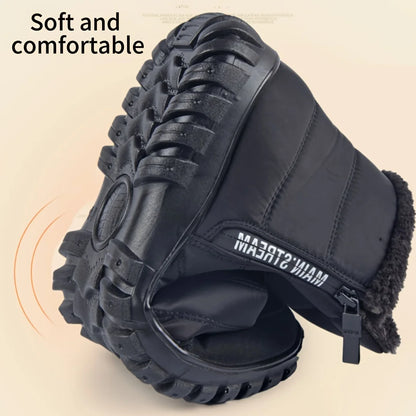 Plus Size Men Winter Thermal Cotton Shoes Double Zipper Light PU Sole Warm Fur Lining Anti-slip Waterproof Ankle Snow Boots