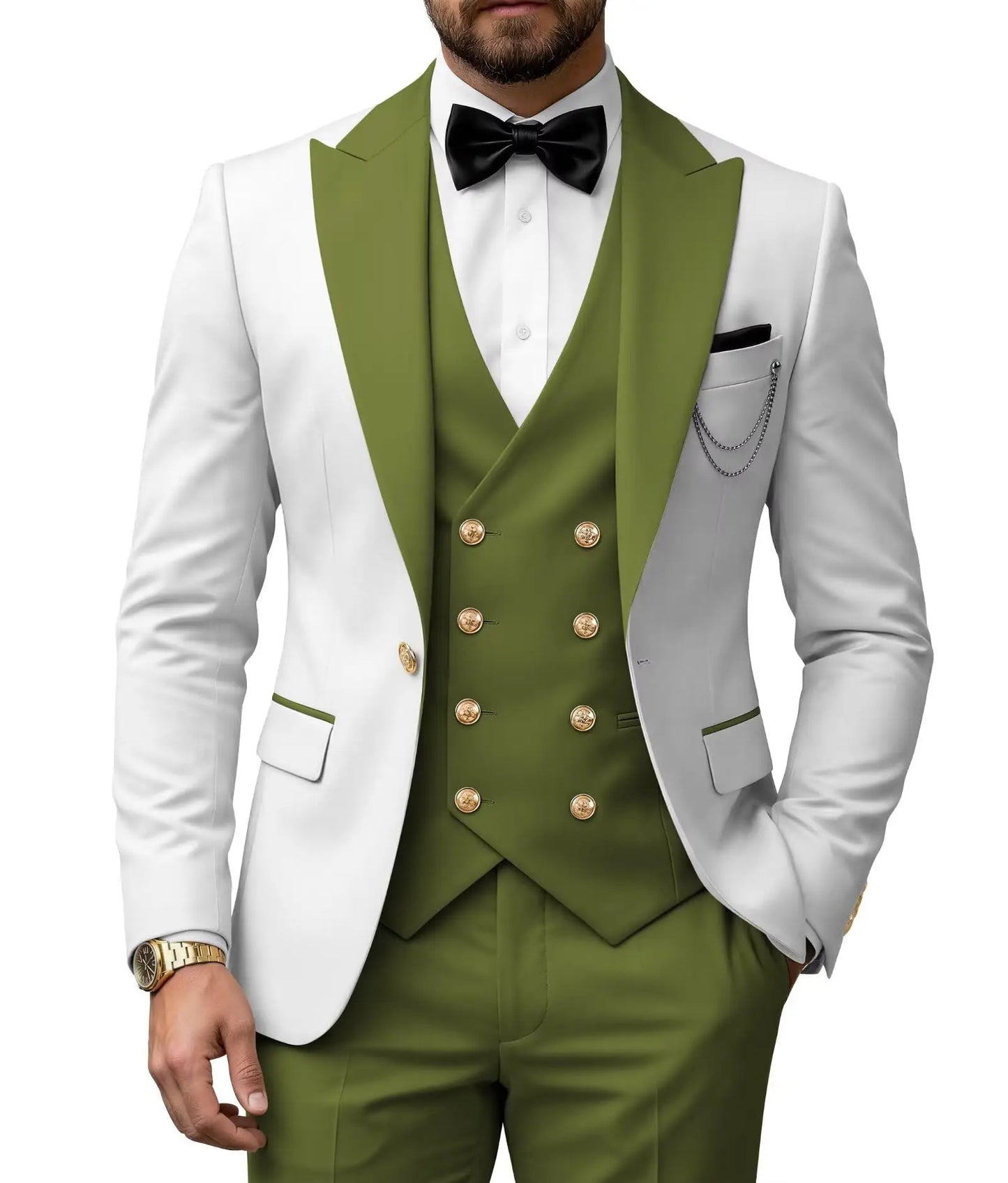 Men's 3 Piece Tuxedo Slim Fit for Men Tuxedo Suit Double Breasted  for Wedding Groom Business Tuxedos