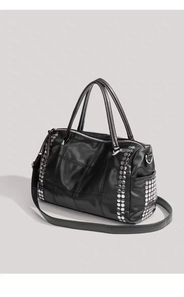 New Y2K Fashion Retro Rivet Tote Bag Women's High-end Handbag Large Capacity Motorcycle Shoulder Bag Daily Commute Crossbody Bag