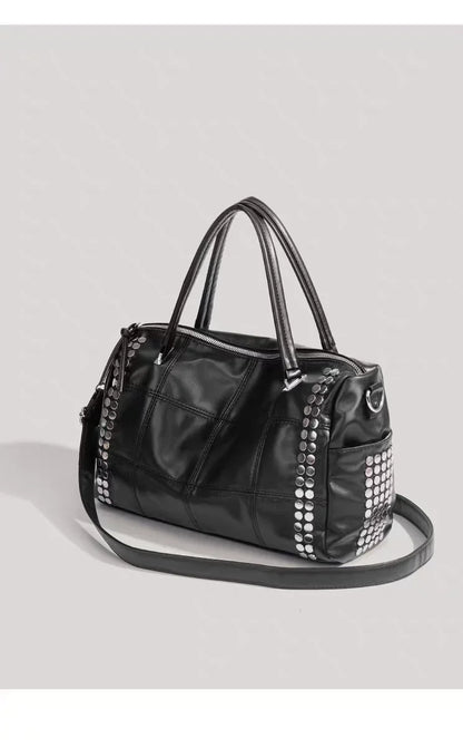 New Y2K Fashion Retro Rivet Tote Bag Women's High-end Handbag Large Capacity Motorcycle Shoulder Bag Daily Commute Crossbody Bag
