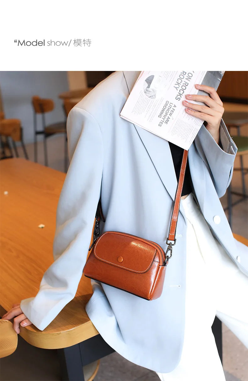 mini small genuine leather vintage bag Crossbody Bag luxury mobile phone shoulder bag  women mobile bag for women