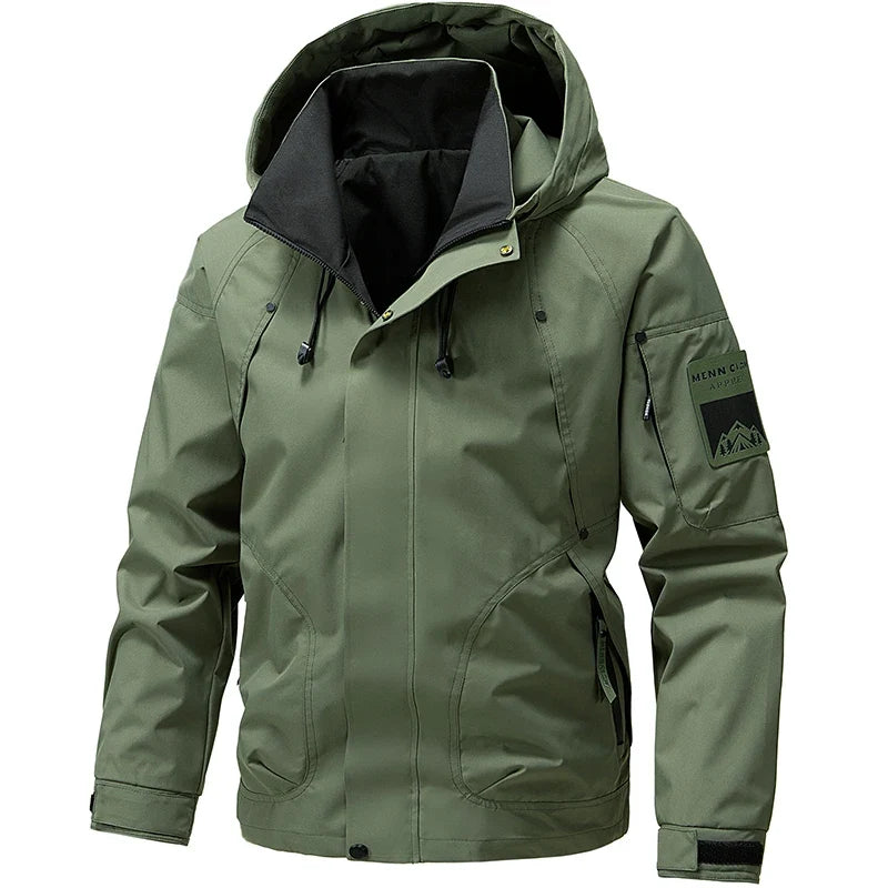 New Waterproof Jacket Men Outdoor Softshell Zip Up Hooded Jacket Windbreaker Hiking Camping Coat Lightweight Spring Autumn Coats