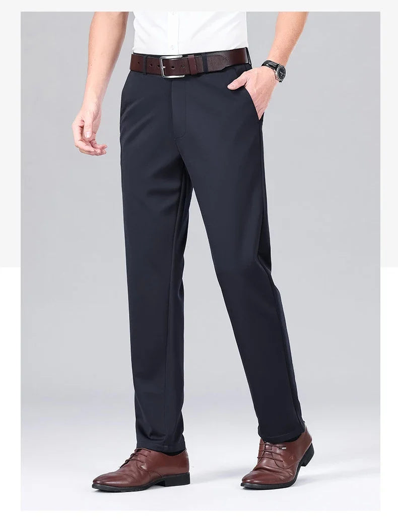 Mens Business Casual Pants Stretch Dress Pants Wrinkle Free Suit Pants Embriodery 4-Way Stretch Formal Dress Pants