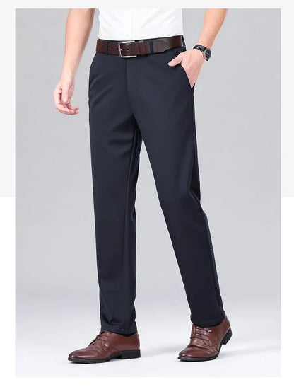 Men Stretch Suit Pants Business Dress Pants Wrinkle Free Embriodery 4-Way Stretch Formal Dress Pants