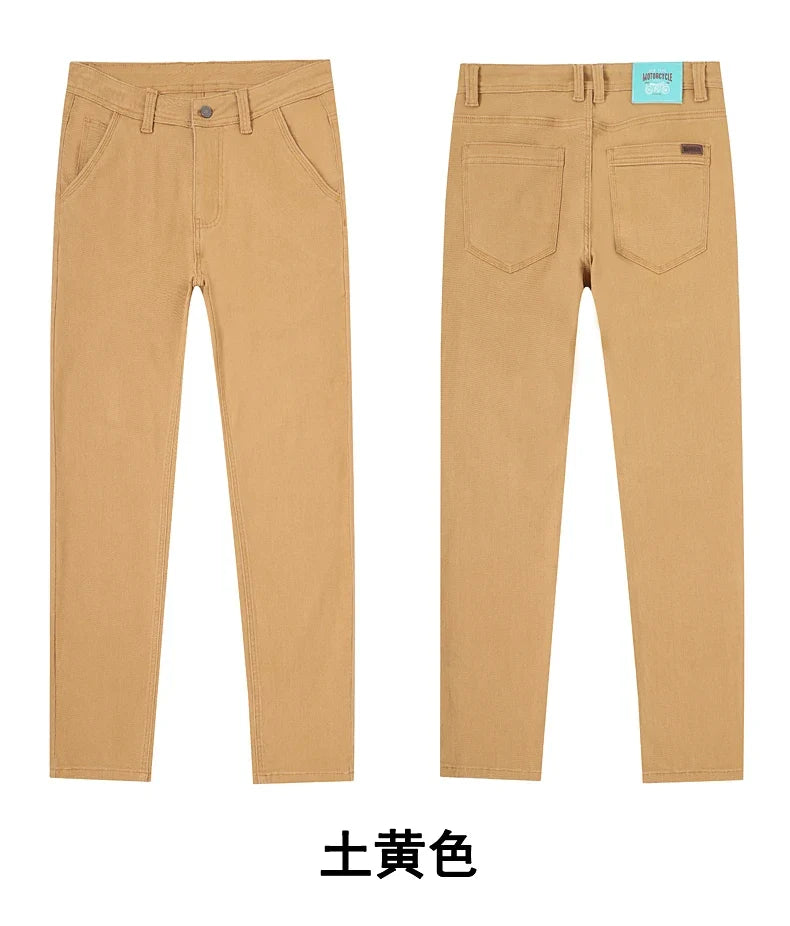 Classic Style 3 Colors Autumn Men's Slim Brown Jeans High Quality Business Casual High Stretch Denim Pants Male Brand Trousers