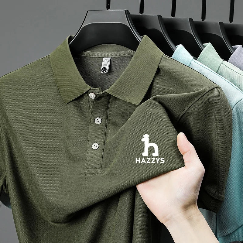 New Men's High End Brand Lape Short Sleeved Polo Shirt Summer Fashion Letter Print T-Shirt Casual Business Office Men's Clothing