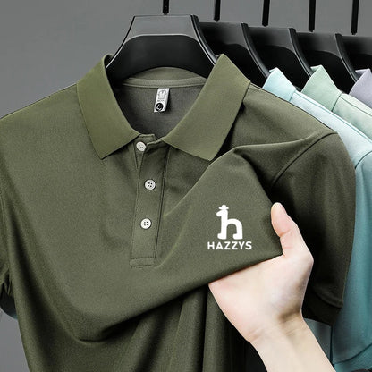 New Men's High End Brand Lape Short Sleeved Polo Shirt Summer Fashion Letter Print T-Shirt Casual Business Office Men's Clothing