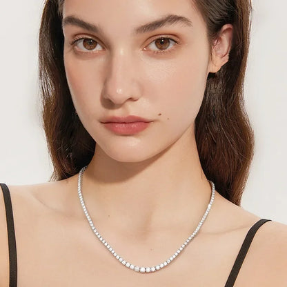 Moissanite Tennis Necklace For Women S925 Silver Plated 18k Gold Gradient Lab Diamond Neck Chain Luxury Jewelry GRA