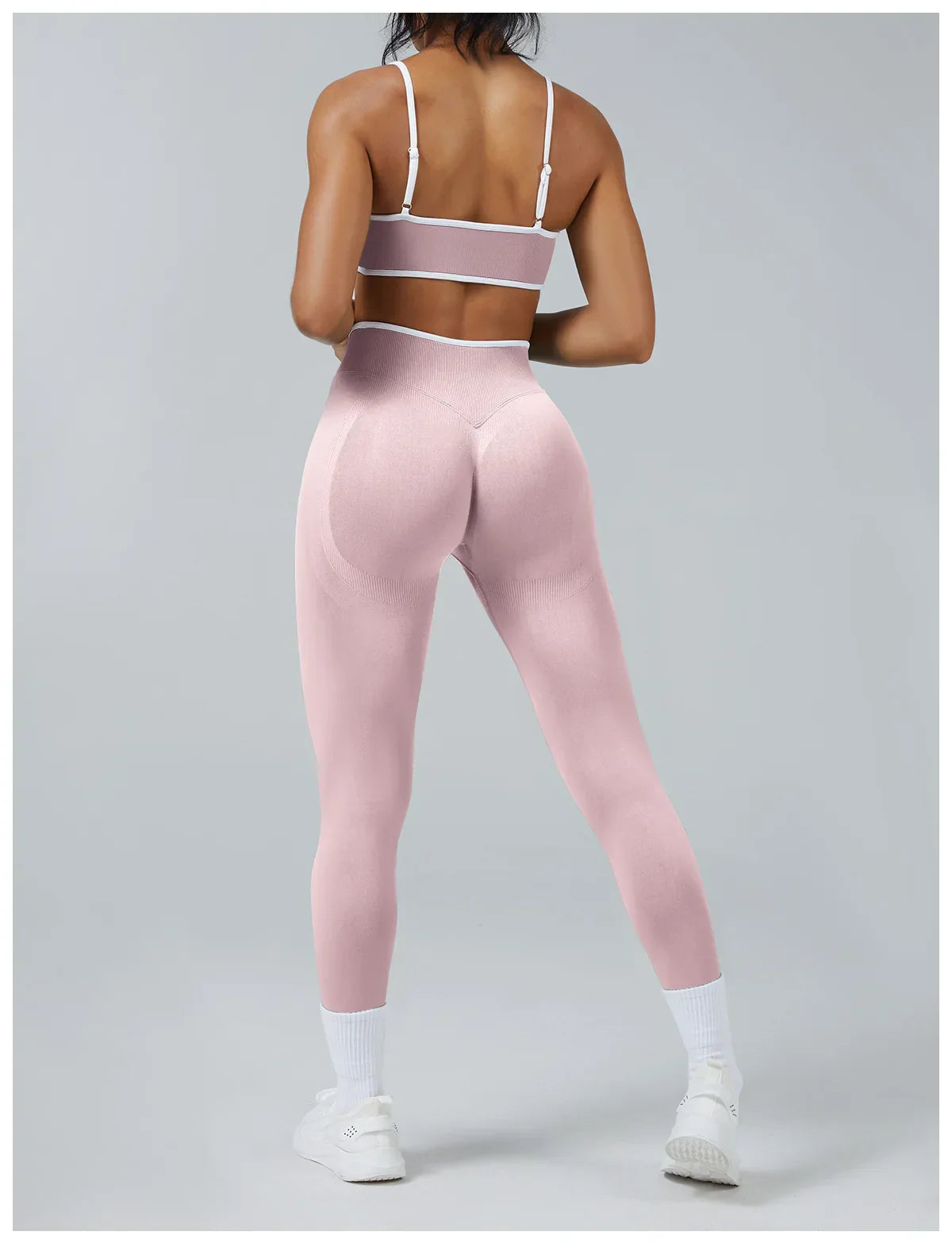 Women's Color Block Seamless High-Stretch Yoga Set, Butt Lifting Yoga Pants, Breathable Quick-Dry Active Workout Outfit