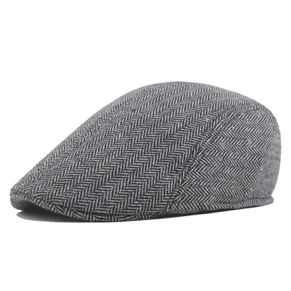 Men Retro Beret British Hats Wool Blend Vintage Herringbone Tweed Men Casual Fashion Hat Flat Keep Warm Caps Gifts