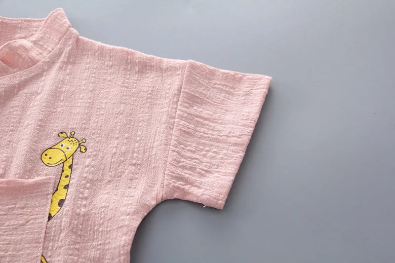 0-5Years New Baby Boy Girl Summer Clothes Suits Toddler Cartoon Giraffe Shirt Shorts 2pcs/sets Children Clothing Tracksuits Set