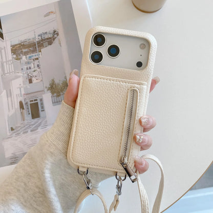 Crossbody Lanyard Phone Case with Zipper Mirror Wallet Card Holder Slot for iPhone 17/16/15/14/11 pro Max 13/12/11 plus