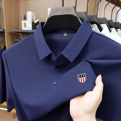 New Polo Shirt For Man Summer Short Sleeves Lapel Printing Trend Brand T-Shirt Business Leisure Ventilate Versatile Men's Wear