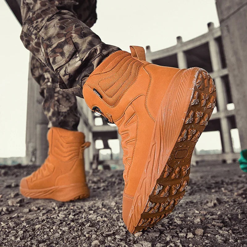 New Men Tactical Boots Brand Army Boot Military Ankle Hiking Shoes Safety Desert Work Climbing Shoes Waterproof High Quality