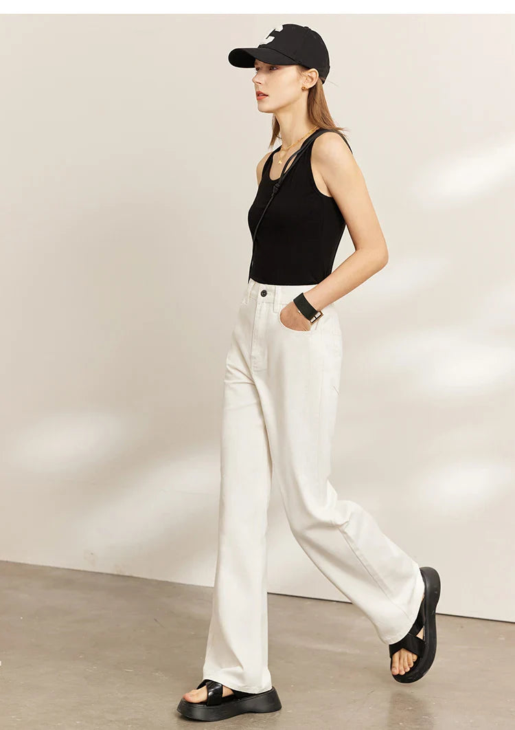 Minimalism Women Jeans 2025 Autumn Vintage Denim Pants Loose Wide Leg Pants Woman Casual Pants Female Trousers 12551002