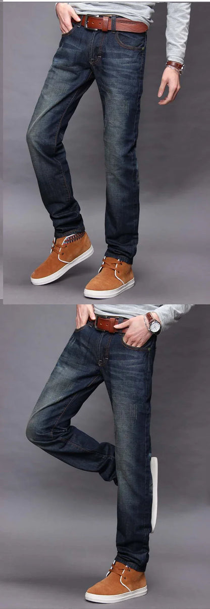 2025 Casual Jeans Men Business Straight Jeans Stretch Denim Pants Trousers Slim Fit Classic Cowboys Young Man Jeans