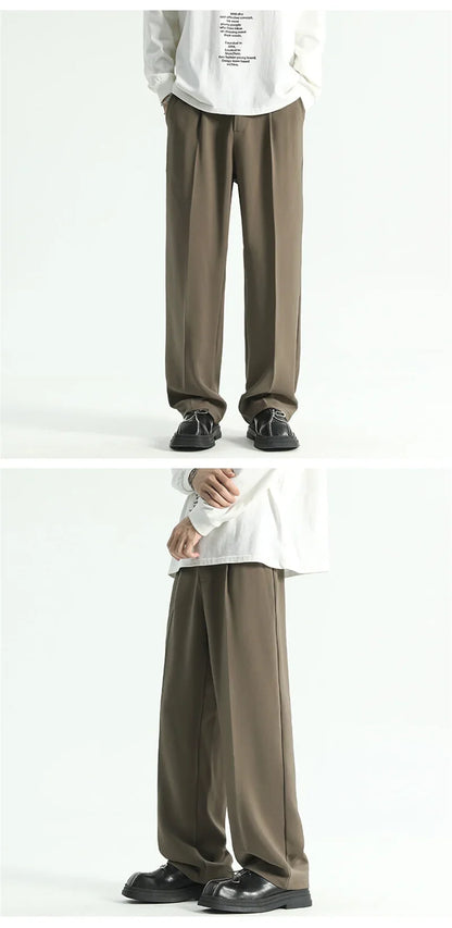 Men's Straight Pants Thin Man Black Comfortable Pant Summer Casual Streetwear Loose Trouser Japanese 5XL Trendy Fashion