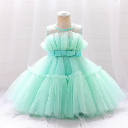 Baby Yellow Dress For Girls Kids Wedding Bridesmaid Dresses Toddler Tulle Birthday Princess Party Dress Infant Outfits Vestidos