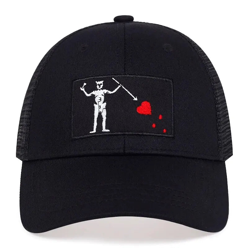 Unisex Skeleton Head Branch Heart Embroidery Baseball Net Caps Spring Summer Outdoor Adjustable Casual Hats Sunscreen Hat