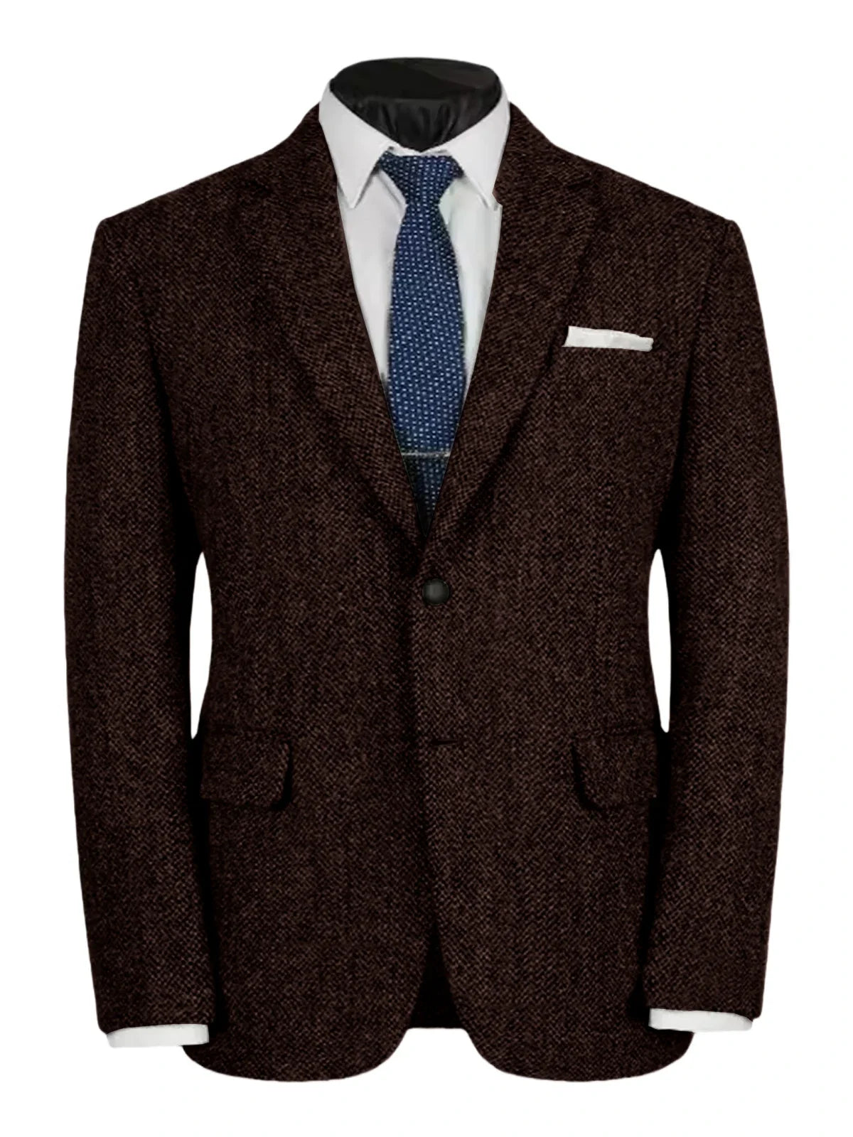Herringbone Slim Fit Suit Jacket For Men's Single Breasted Business Blazer Casual Jacket Fashion Comfortable Elegant Mens