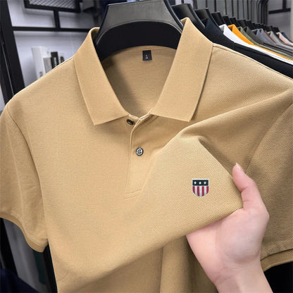 men's summer luxury brand cotton 100% polo shirt lapel printing short sleeves t-shirt business leisure ventilate men's clothing