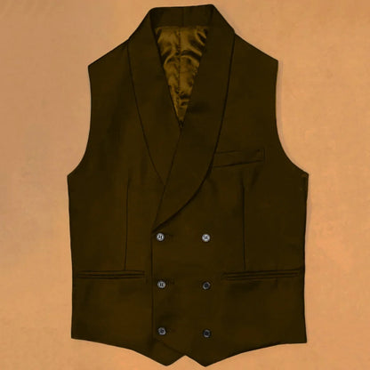 Men Vest Black With Lapel Double Button Waistcoat For Wedding Birthday Banquet Party Business Work Daily Casual Men Suit Vest