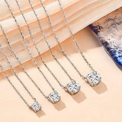 Moissanite Diamond 6.5mm 1CT Necklace For Woman Pendant 925 Silver Necklace For Women Chains Party Bridal Fine Jewelry