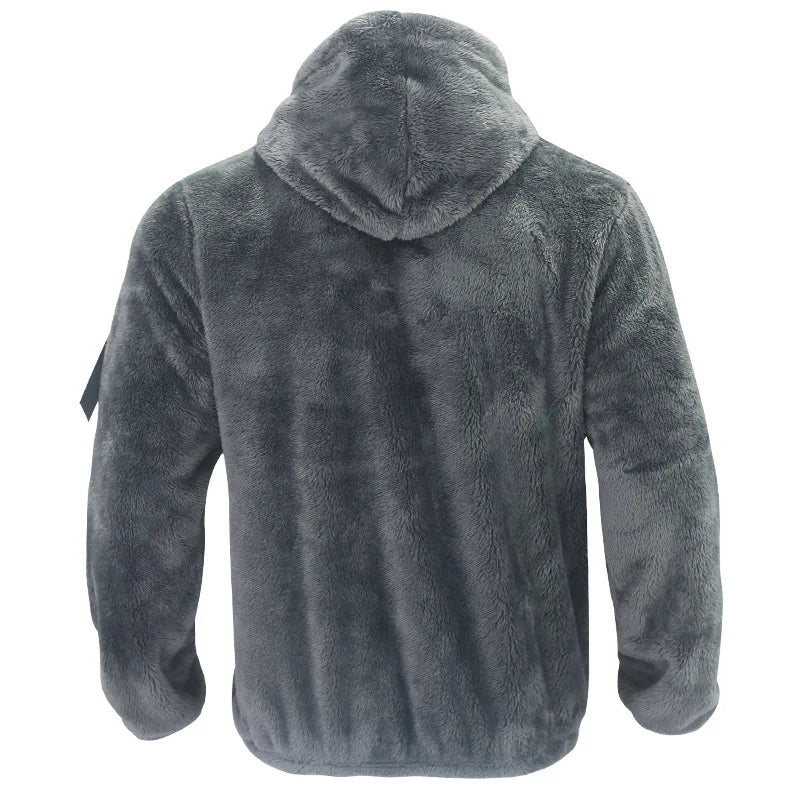 Men's Autumn and Winter Double-Sided Fleece Warm Jacket  Loose Hooded Casual Jacket