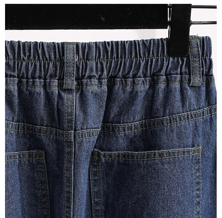 2026 Plus Size Jeans Spring Autumn High Waisted Straight Leg Women's Oversized Pants Loose Casual Wide Leg Jeans With Pockets
