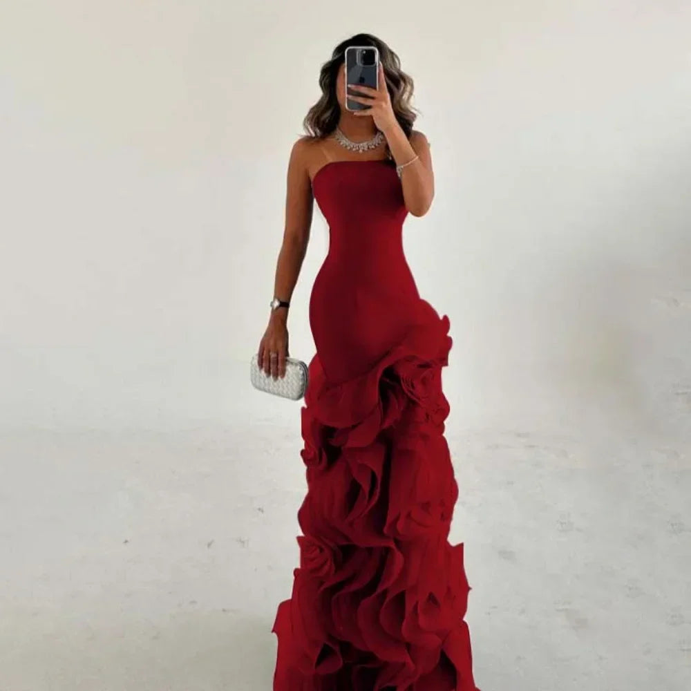 Asymmetrical Prom Gown Tiered Layers Party Dress for Women Mermaid Evening Dresses Formal Occasion Dresses Customized