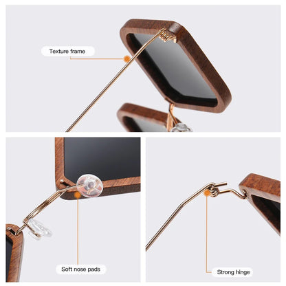 Wooden Aduit Sunglasses Brazilian rosewood Handmade Polarized Glasses Mirror Coating Lenses Eyewear With Gift Box 2105