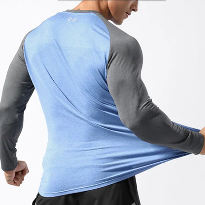Men's Sport Long Sleeve Tops Quick Dry Fitness T-shirts Bodybuilding Gym Tees Casual Skinny Elastic Breathability Sportswear