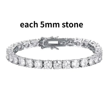 2-6.5mm Real Moissanite Tennis Bracelet for Women Christmas Gift Platinum Plated 100% 925 Sterling Silver Wedding Jewelry