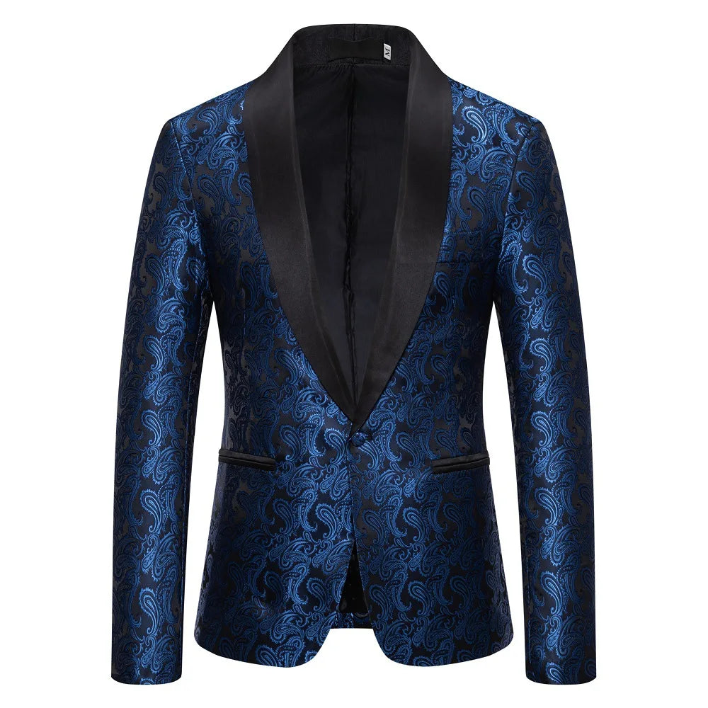 2026 New Men's Red Cashew Flower Blazer, Wedding Party Dress Jacket, White Blue Black Brands Blazers Coat, S M L XL XXL
