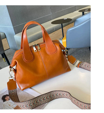 MS Genuine Leather Woman Bags Luxury Retro Shoulder Handbag Vintage Lady Messenger Casual Tote Crossbody Purses Black 2023 New