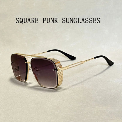 New Punk Square Sunglasses For Men Vintage Fashion Glasses Retro Steampunk Sunglasses Women Trendy Gafas De Sol Hombre Zonnebril