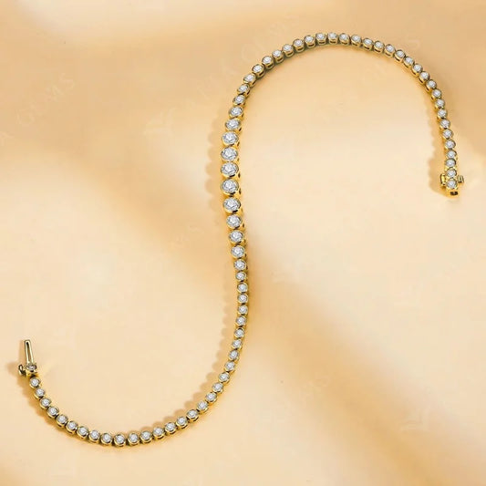 ATTAGEMS Bracelet Tennis Luxe Moissanite en Argent Sterling 925 Plaqué Or Jaune Bracelets pour Femmes Hommes Bijoux Fins