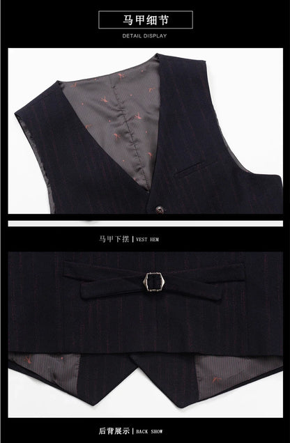Plus Size Men Vest Checkered Single Breasted Waistcoat For Host Groom Groomsmen Check Formal Suit Vest for Office Wedding Party