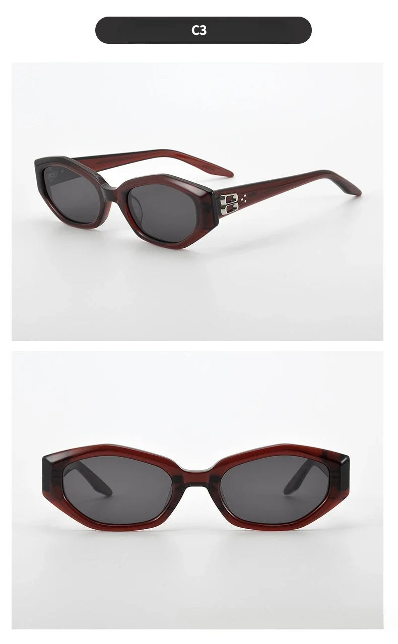Fashion Cat Eye Retro Men Sunglasses High Quality Acetate UV400 Protection Top Brand Women Sunglasses Support Custom Lenses